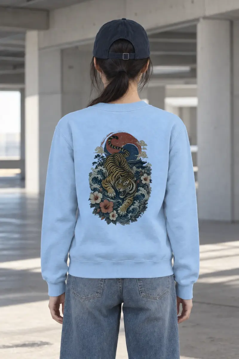 "Tiger Wave Prowl" Heavy Blend Unisex Crewneck Sweatshirt