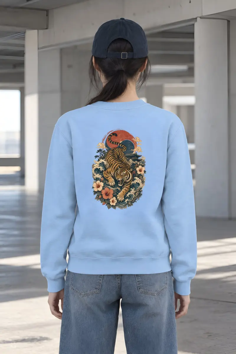 "Tiger Wave Prowl" Heavy Blend Unisex Crewneck Sweatshirt