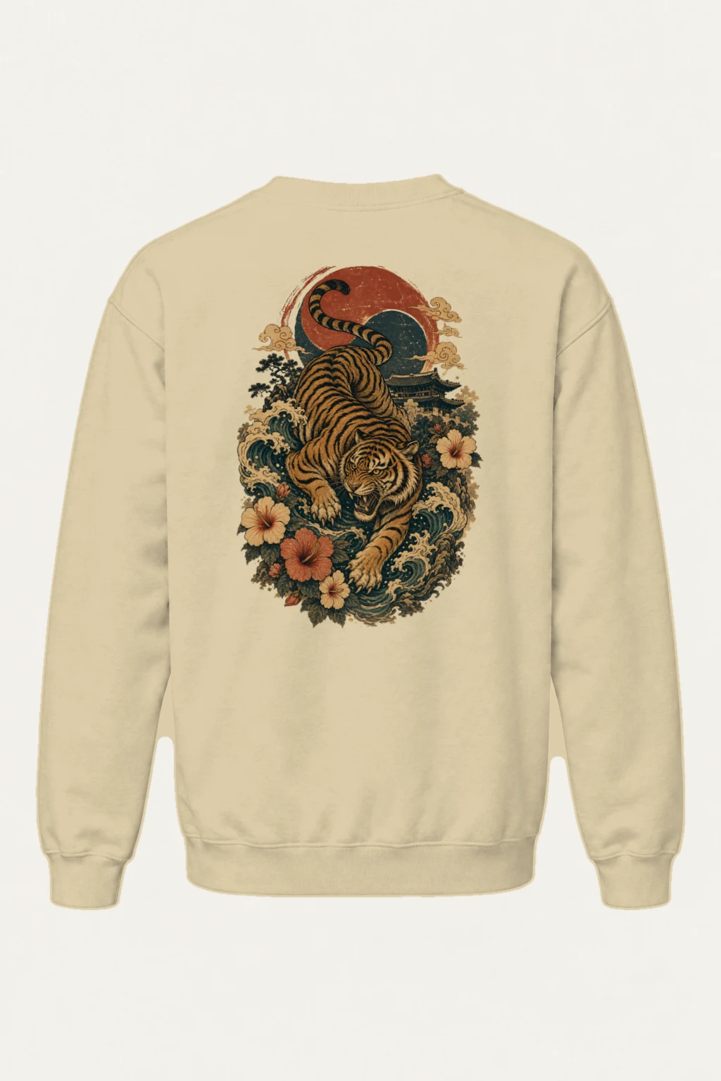 "Tiger Wave Prowl" Heavy Blend Unisex Crewneck Sweatshirt | Gildan 18000