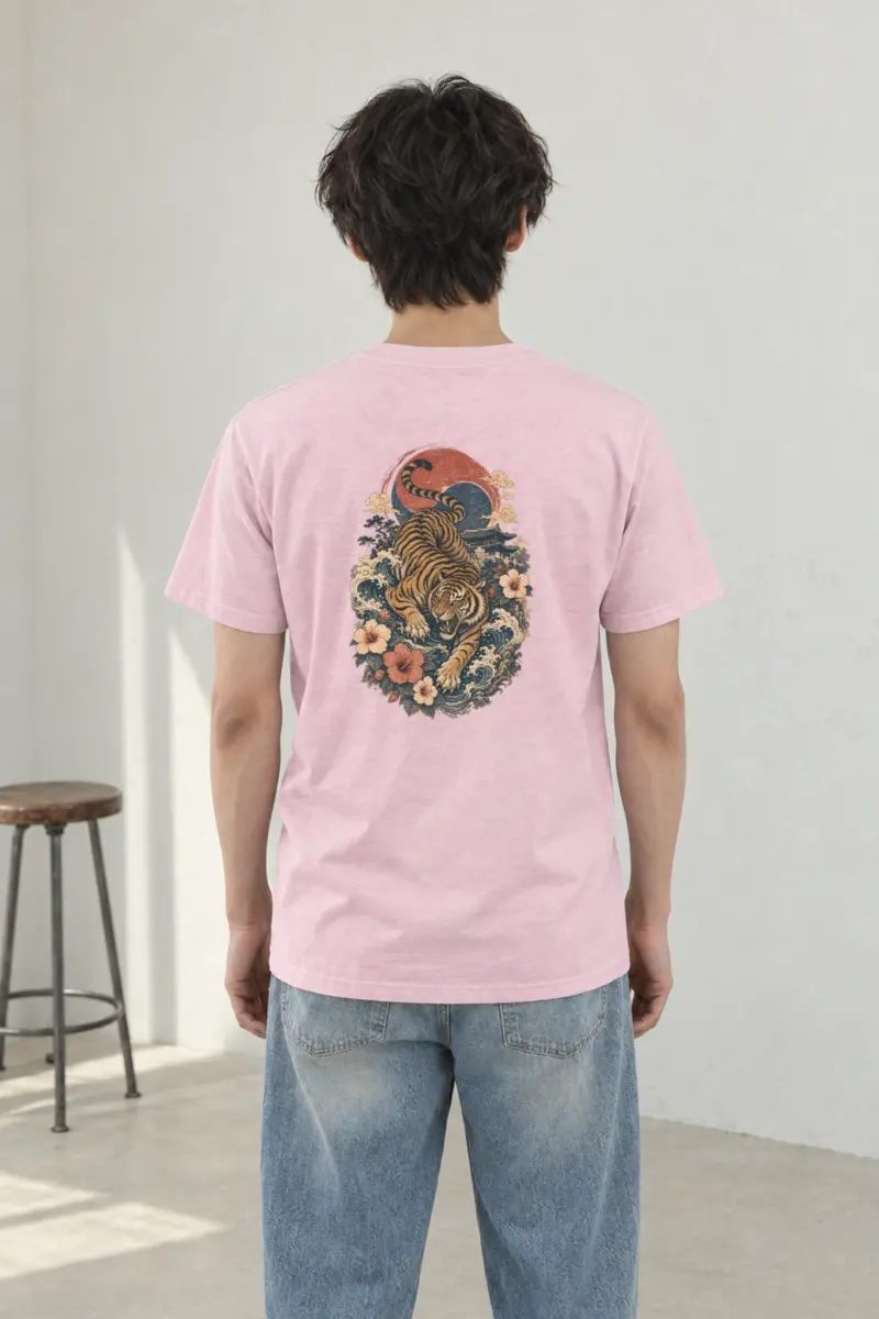 "Tiger Wave Prowl" Heavyweight Unisex Crewneck T-shirt