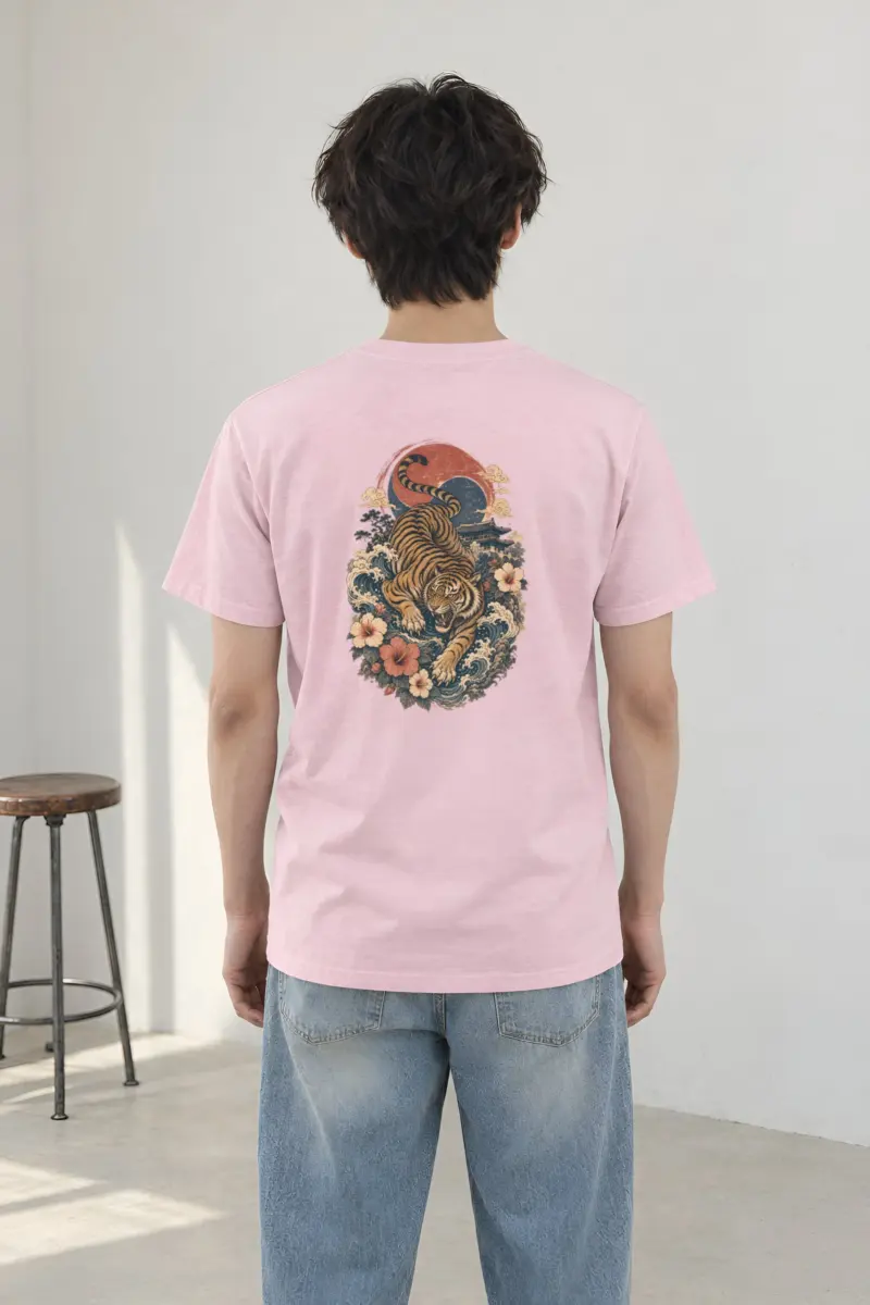 "Tiger Wave Prowl" Heavyweight Unisex Crewneck T-shirt