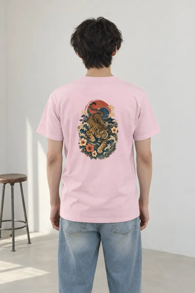"Tiger Wave Prowl" Heavyweight Unisex Crewneck T-shirt