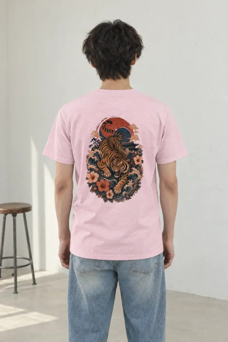 "Tiger Wave Prowl" Heavyweight Unisex Crewneck T-shirt