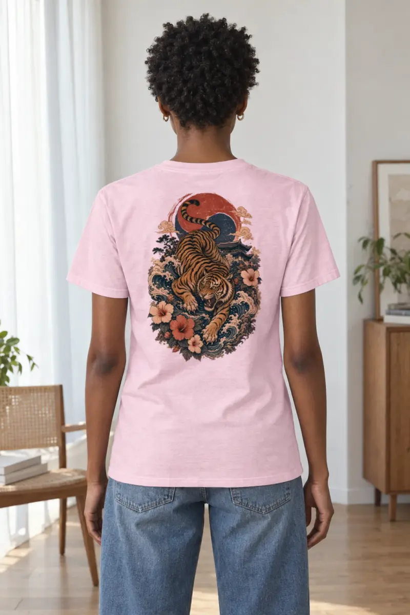 "Tiger Wave Prowl" Heavyweight Unisex Crewneck T-shirt | Gildan 5000