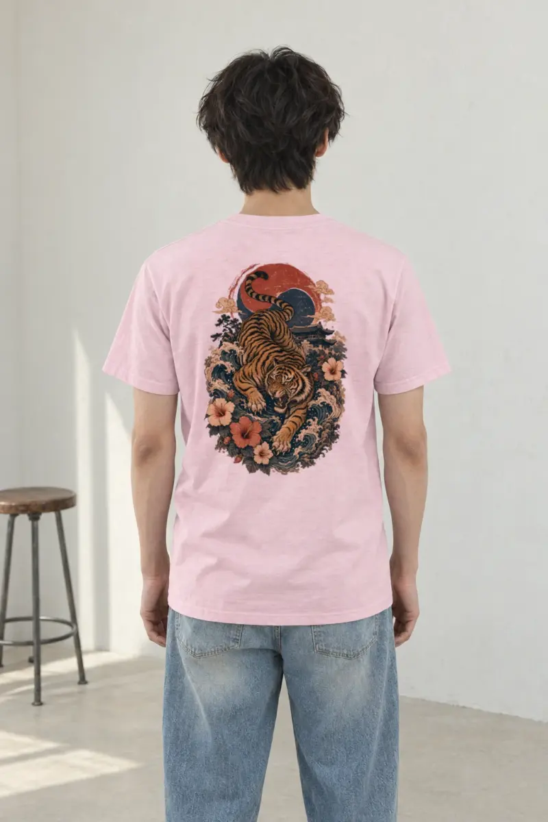 "Tiger Wave Prowl" Heavyweight Unisex Crewneck T-shirt | Gildan 5000