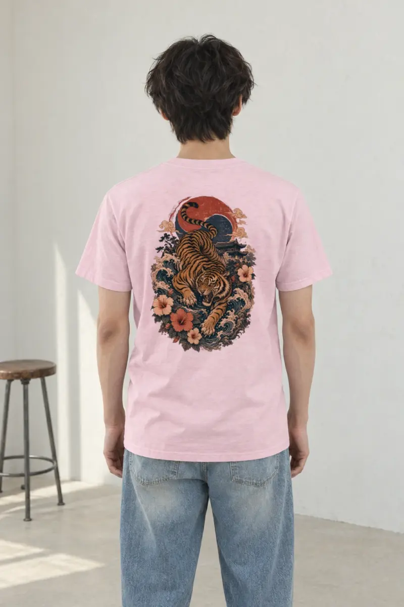 "Tiger Wave Prowl" Heavyweight Unisex Crewneck T-shirt