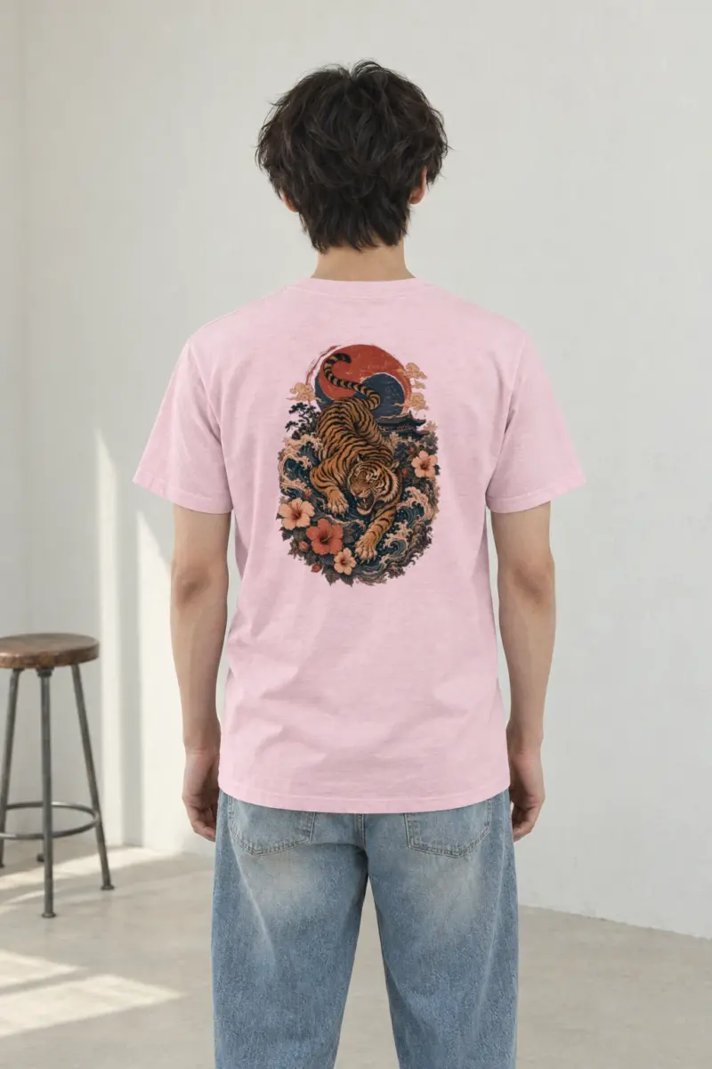 "Tiger Wave Prowl" Heavyweight Unisex Crewneck T-shirt