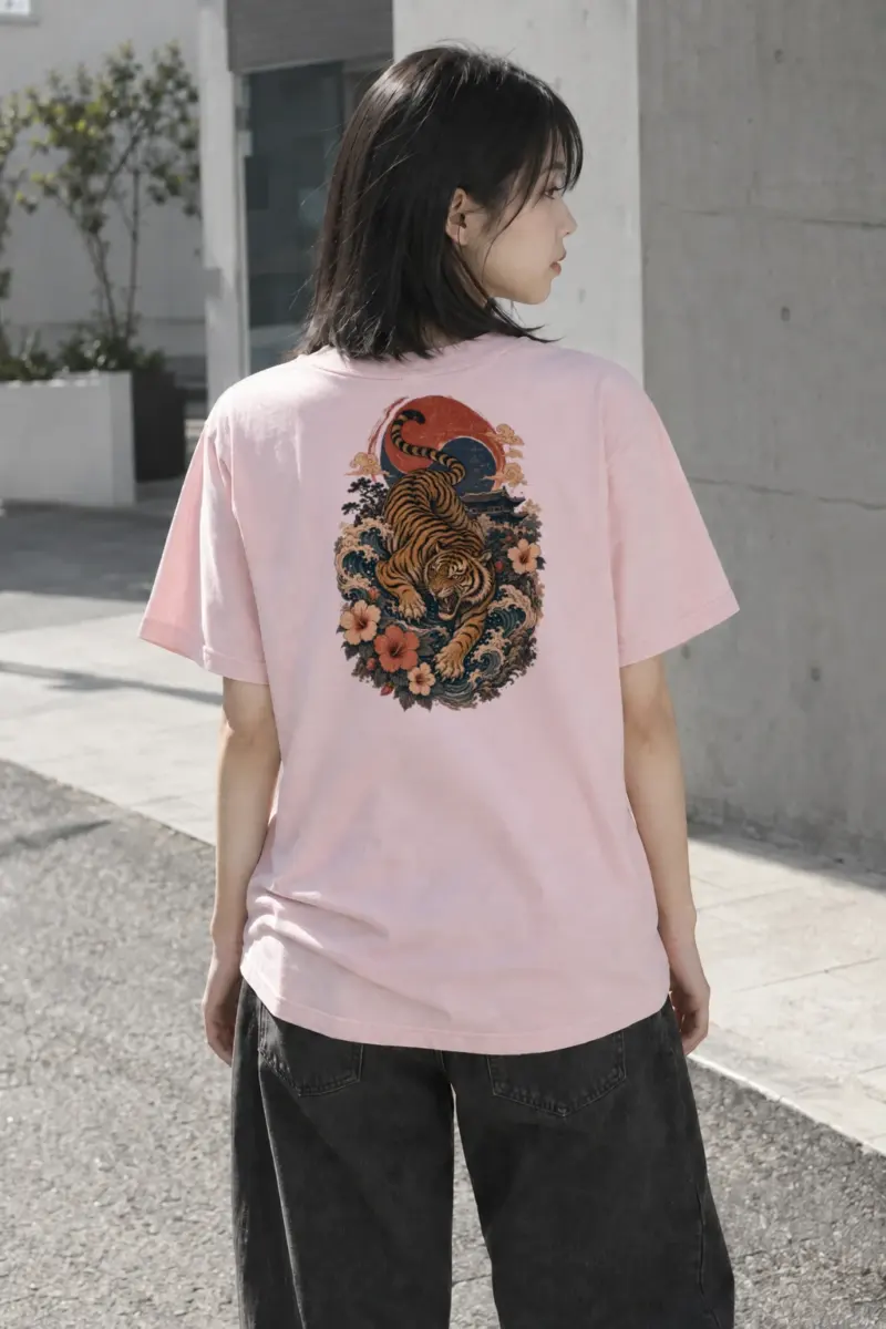 "Tiger Wave Prowl" Heavyweight Unisex Crewneck T-shirt | Gildan 5000