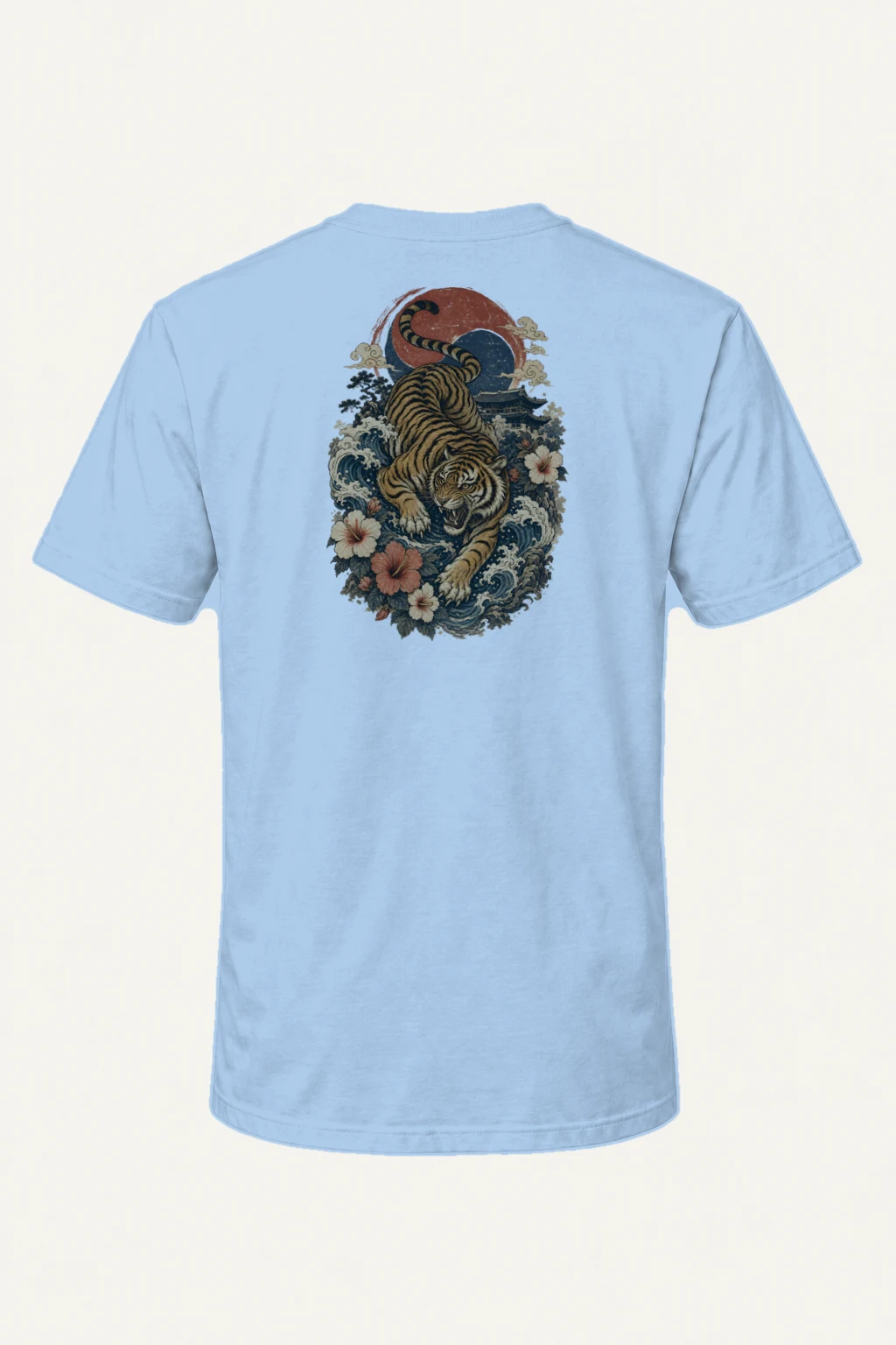 "Tiger Wave Prowl" Heavyweight Unisex Crewneck T-shirt | Gildan 5000