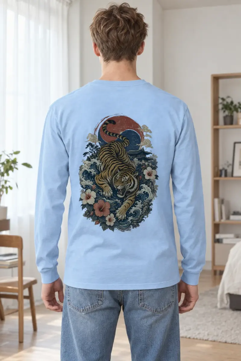 "Tiger Wave Prowl" Unisex Longsleeve T-shirt