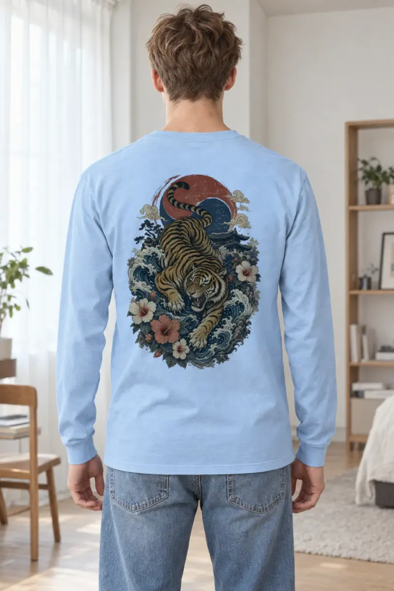 "Tiger Wave Prowl" Unisex Longsleeve T-shirt
