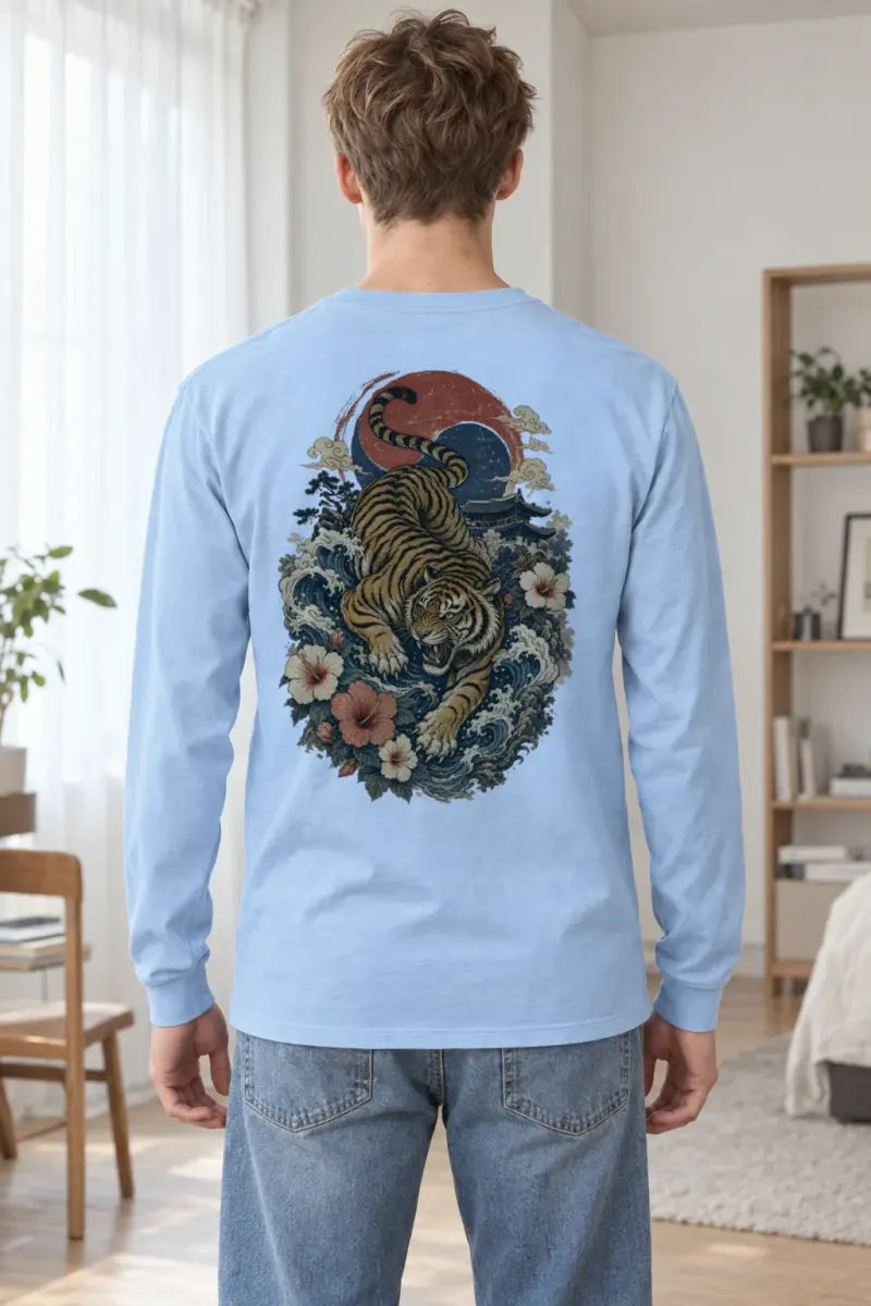 "Tiger Wave Prowl" Unisex Longsleeve T-shirt