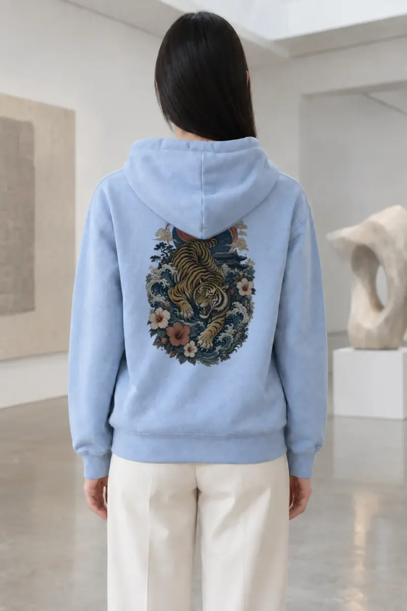 "Tiger Wave Sun" Heavy Blend Unisex Pullover Hoodie | Gildan 18500