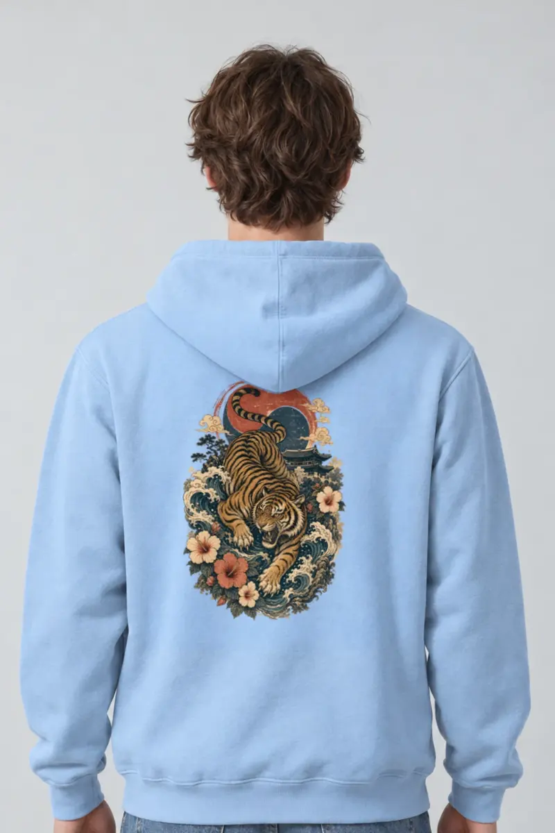 "Tiger Wave Sun" Heavy Blend Unisex Pullover Hoodie
