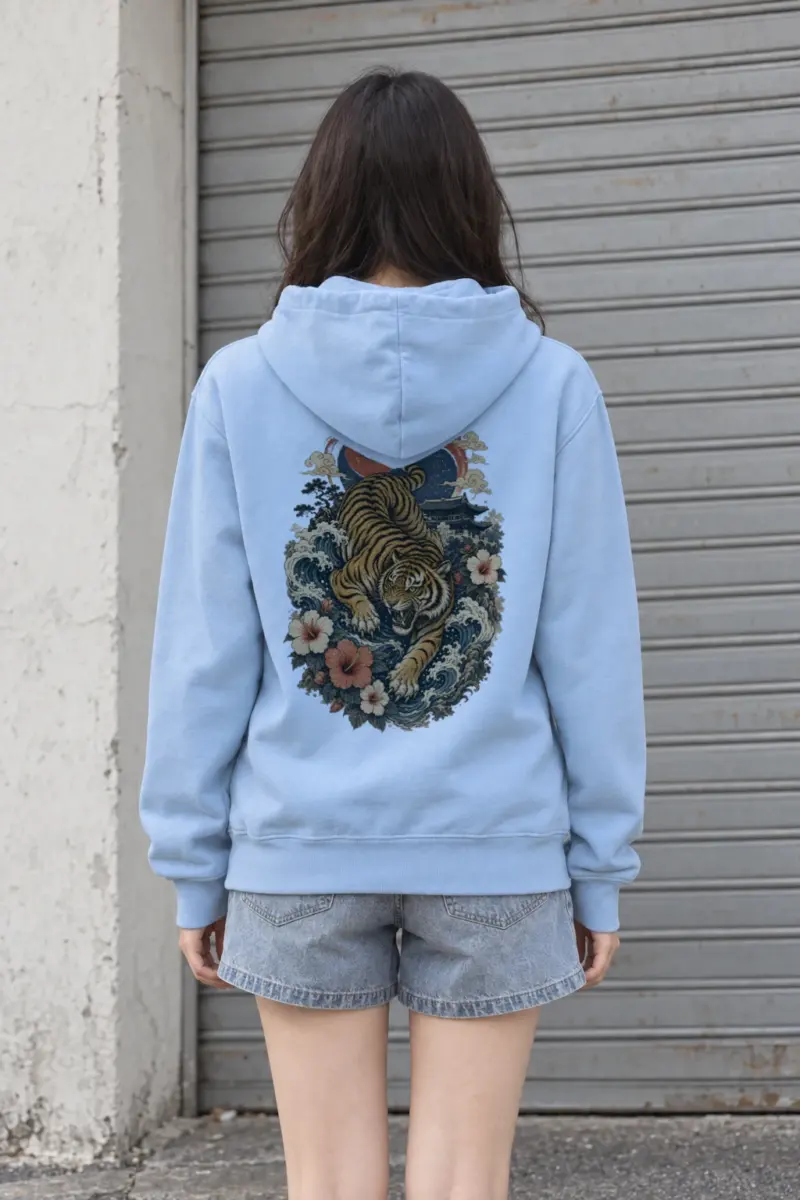 "Tiger Wave Sun" Heavy Blend Unisex Pullover Hoodie