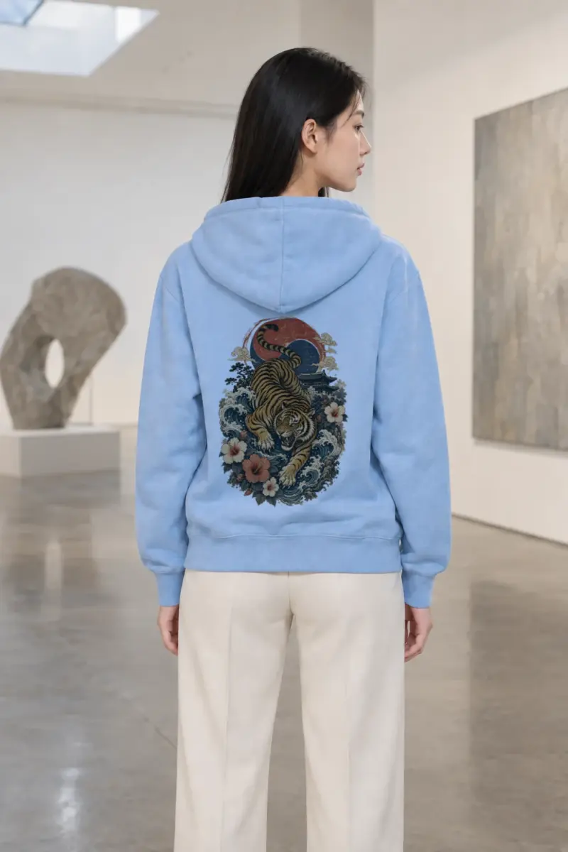 "Tiger Wave Sun" Heavy Blend Unisex Pullover Hoodie | Gildan 18500