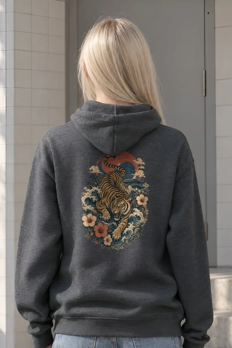 "Tiger Wave Sun" Heavy Blend Unisex Pullover Hoodie