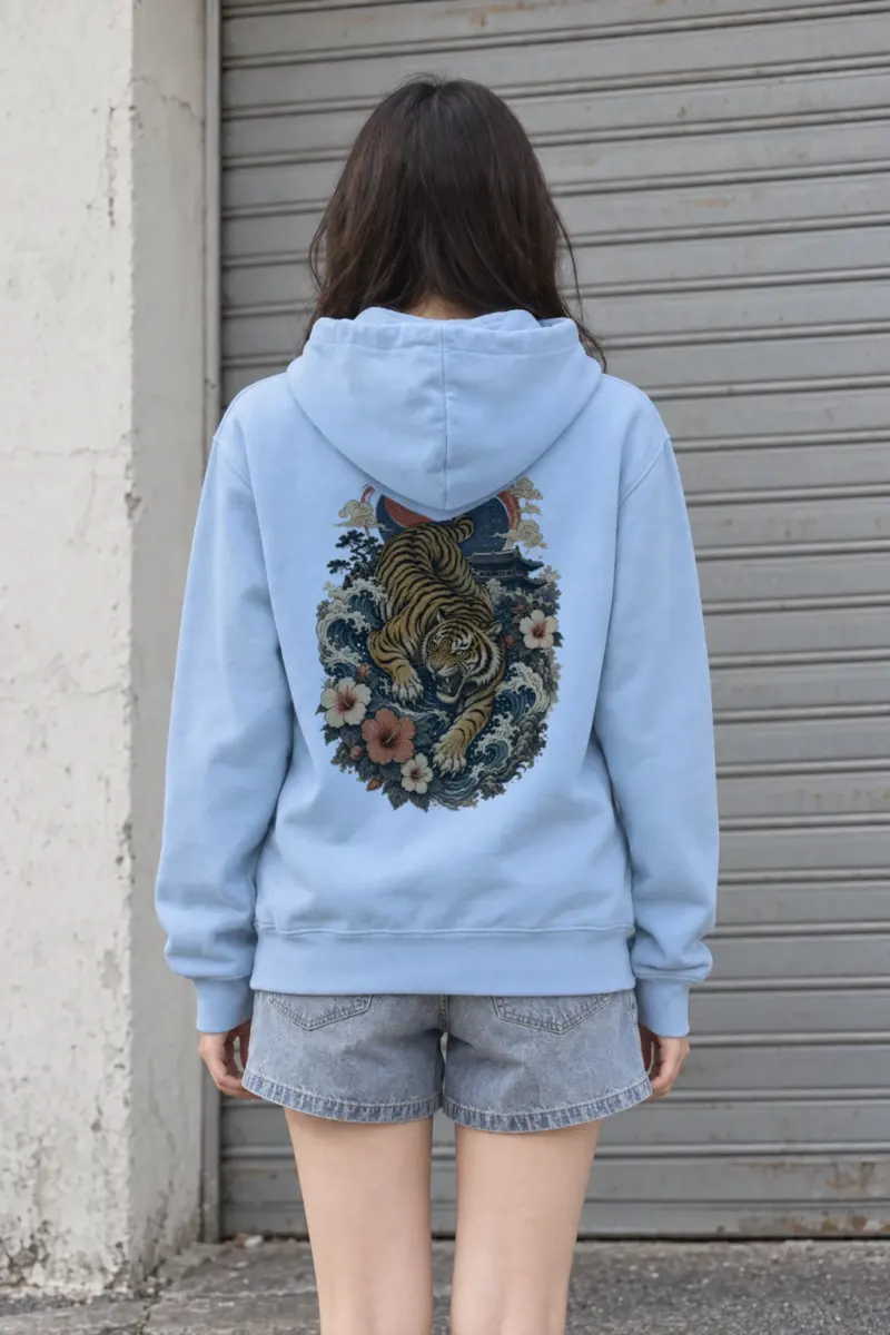 "Tiger Wave Sun" Heavy Blend Unisex Pullover Hoodie