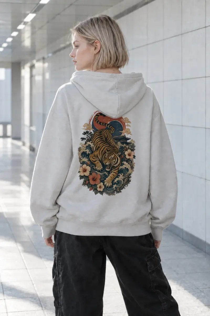 "Tiger Wave Sun" Heavy Blend Unisex Pullover Hoodie | Gildan 18500