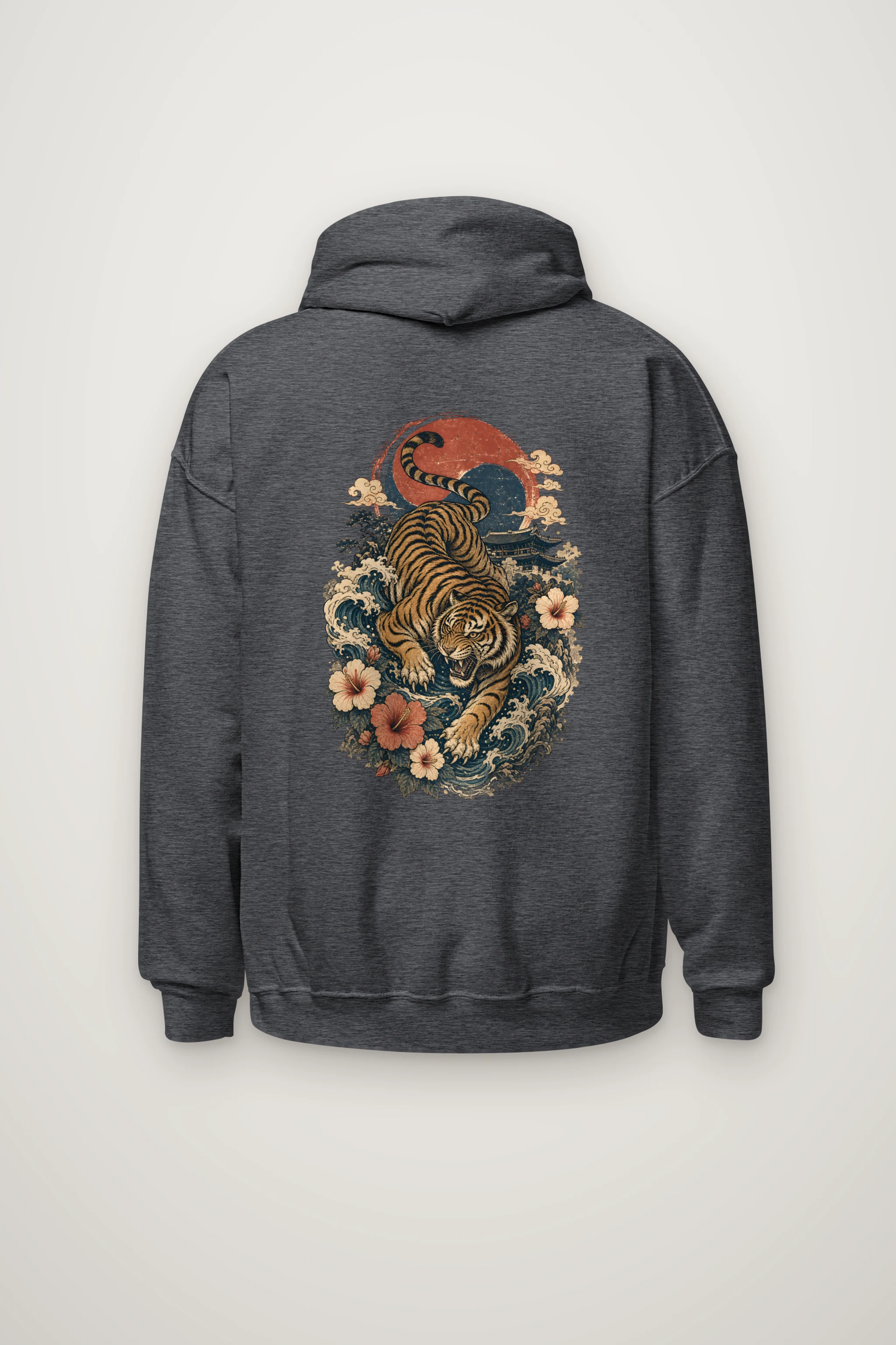 "Tiger Wave Sun" Heavy Blend Unisex Pullover Hoodie