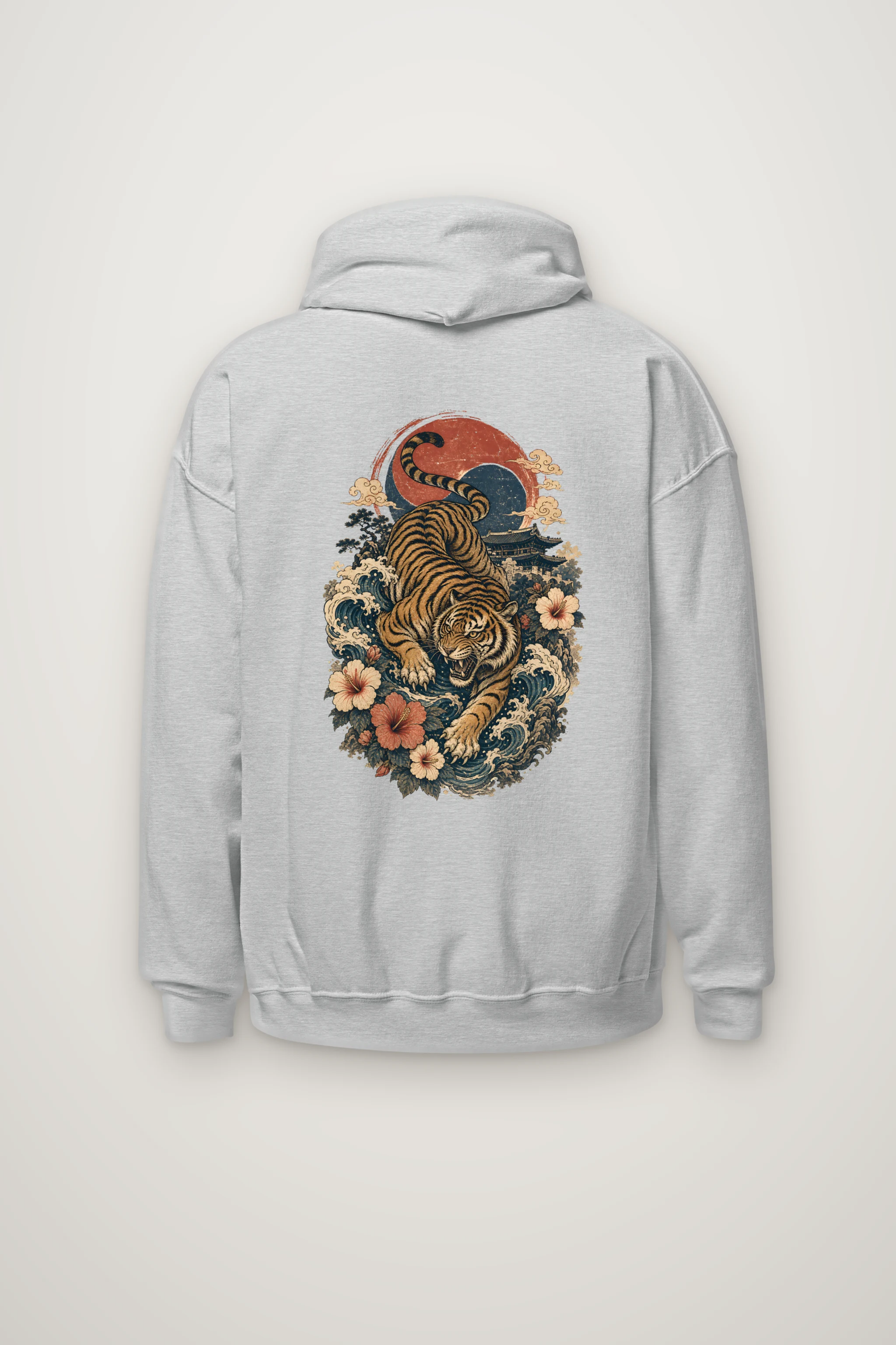 "Tiger Wave Sun" Heavy Blend Unisex Pullover Hoodie