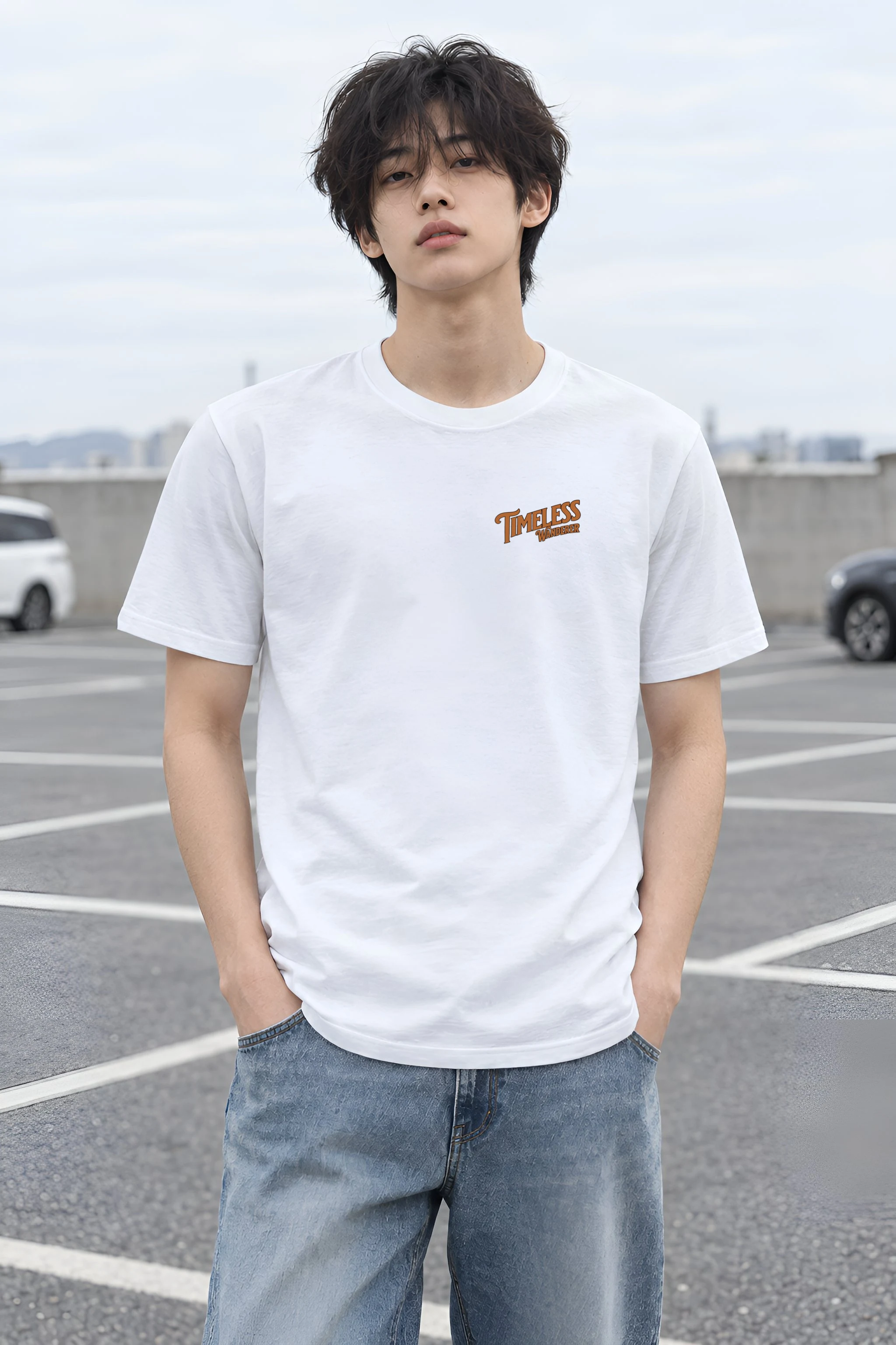"Timeless Wanderer" Heavyweight Unisex Crewneck T-shirt