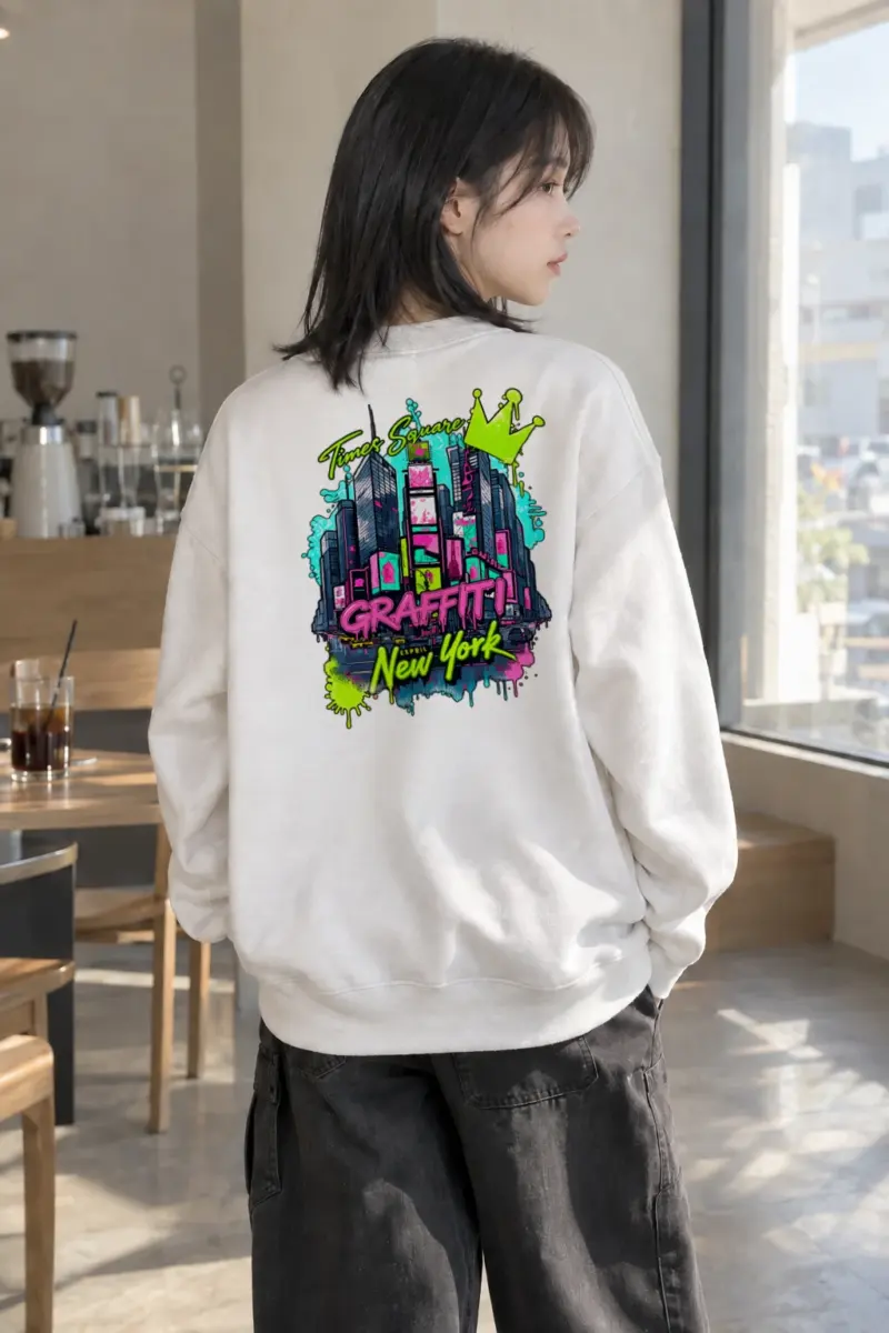 "Times Square Graffiti" Heavy Blend Unisex Crewneck Sweatshirt | Gildan 18000
