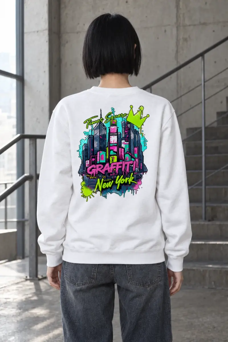 "Times Square Graffiti" Heavy Blend Unisex Crewneck Sweatshirt | Gildan 18000