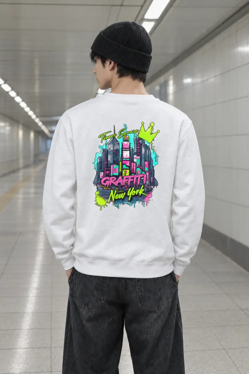 "Times Square Graffiti" Heavy Blend Unisex Crewneck Sweatshirt