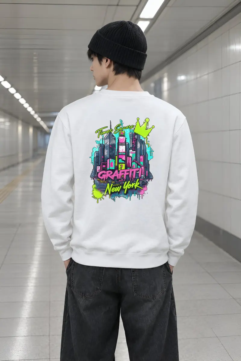 "Times Square Graffiti" Heavy Blend Unisex Crewneck Sweatshirt