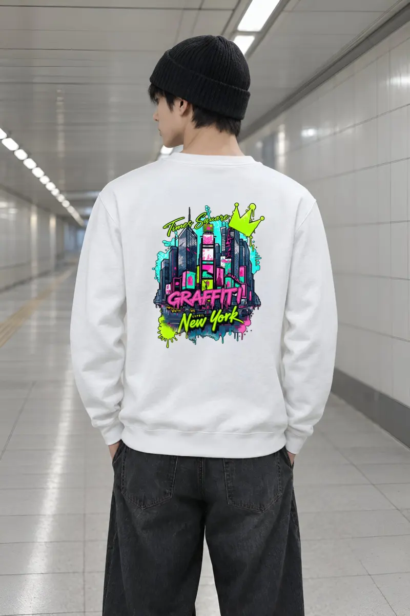 "Times Square Graffiti" Heavy Blend Unisex Crewneck Sweatshirt