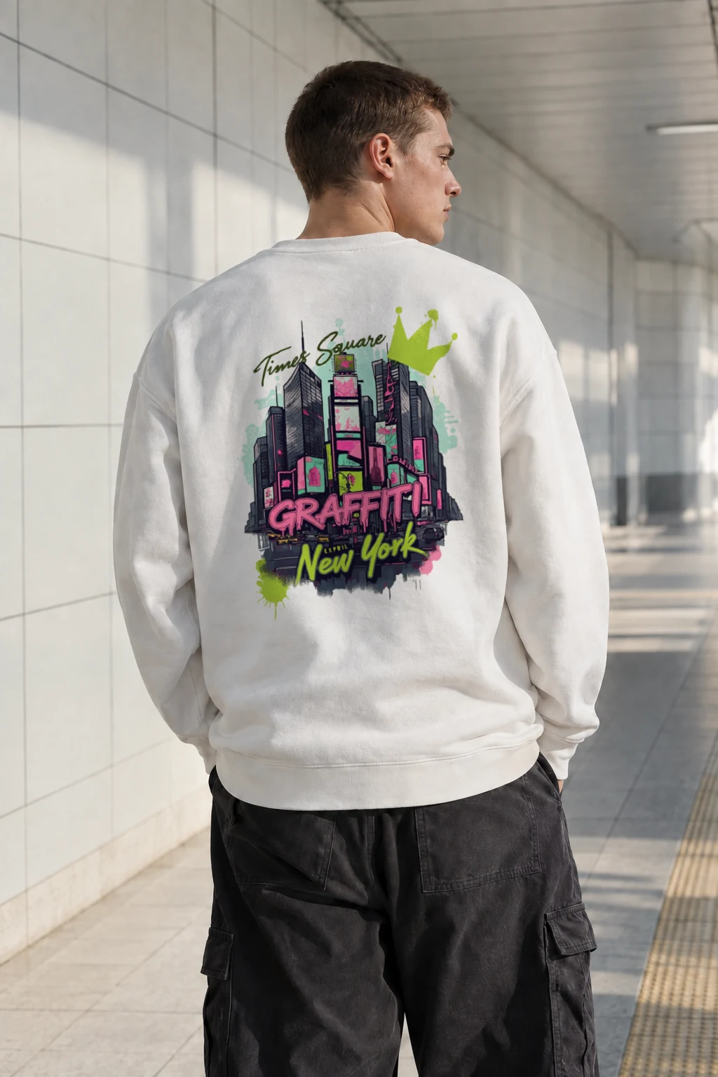 "Times Square Graffiti" Heavy Blend Unisex Crewneck Sweatshirt | Gildan 18000