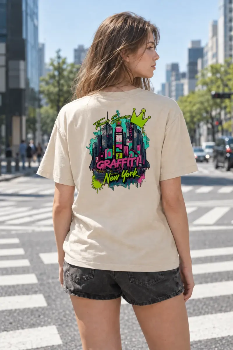 "Times Square Graffiti" Heavyweight Unisex Crewneck T-shirt | Gildan 5000