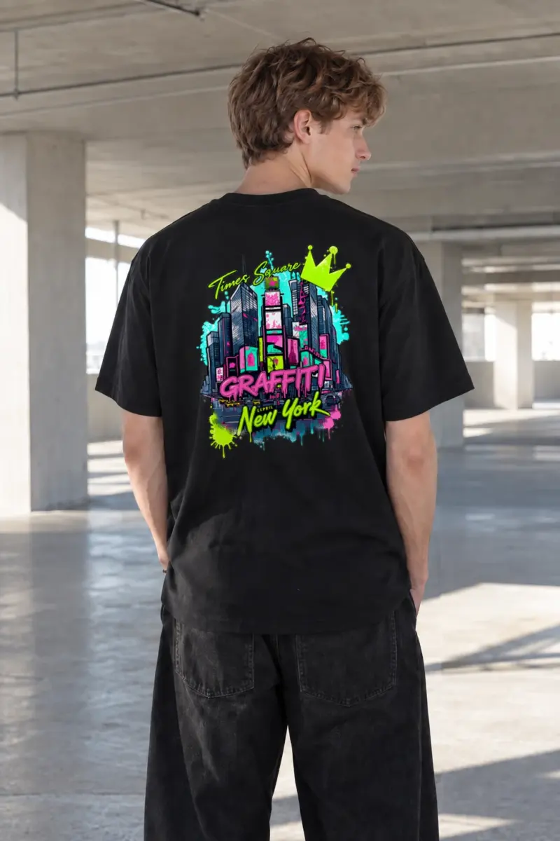 "Times Square Graffiti" Heavyweight Unisex Crewneck T-shirt | Gildan 5000