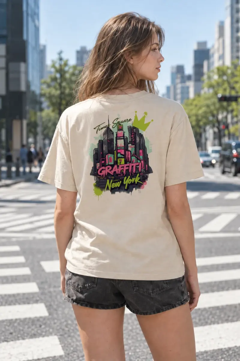 “Times Square Graffiti” Heavyweight Unisex Crewneck T-shirt | Gildan 5000