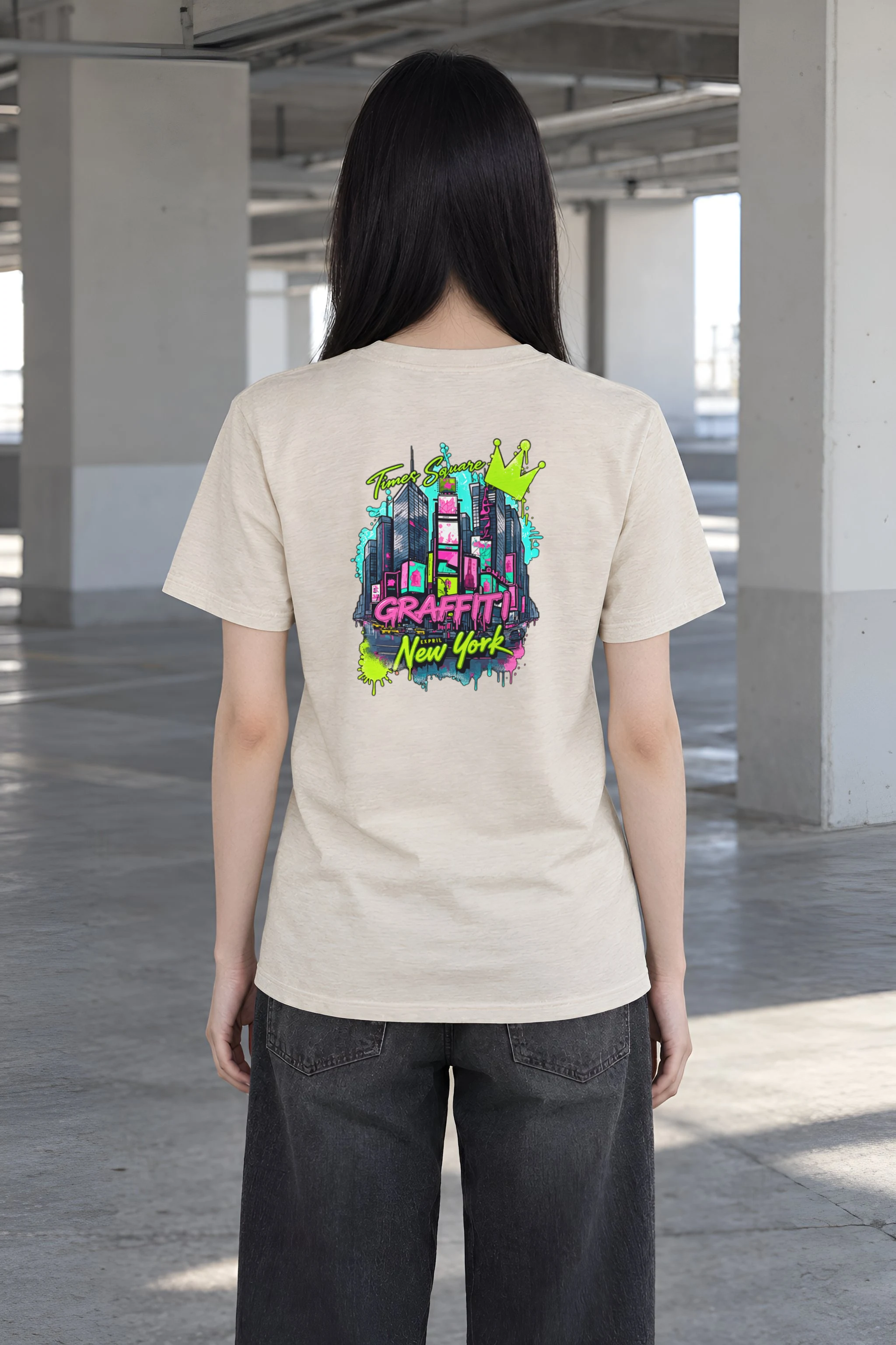 "Times Square Graffiti" Heavyweight Unisex Crewneck T-shirt