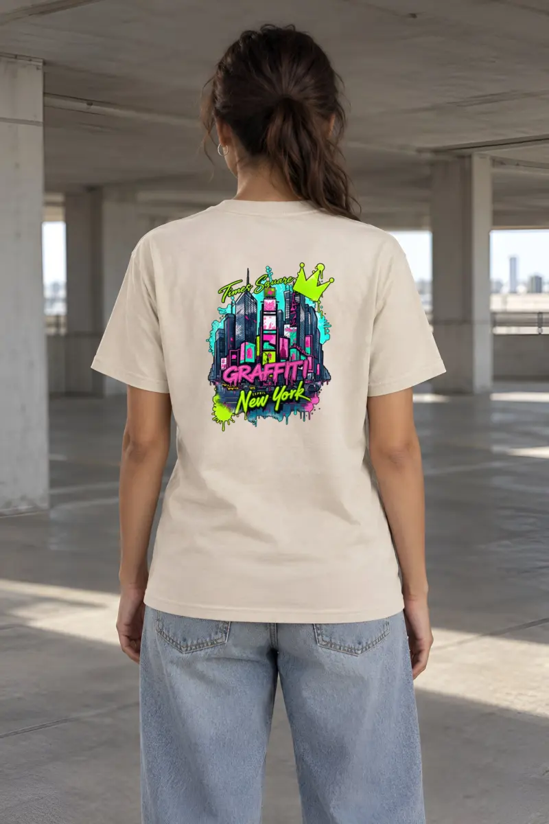 "Times Square Graffiti" Heavyweight Unisex Crewneck T-shirt