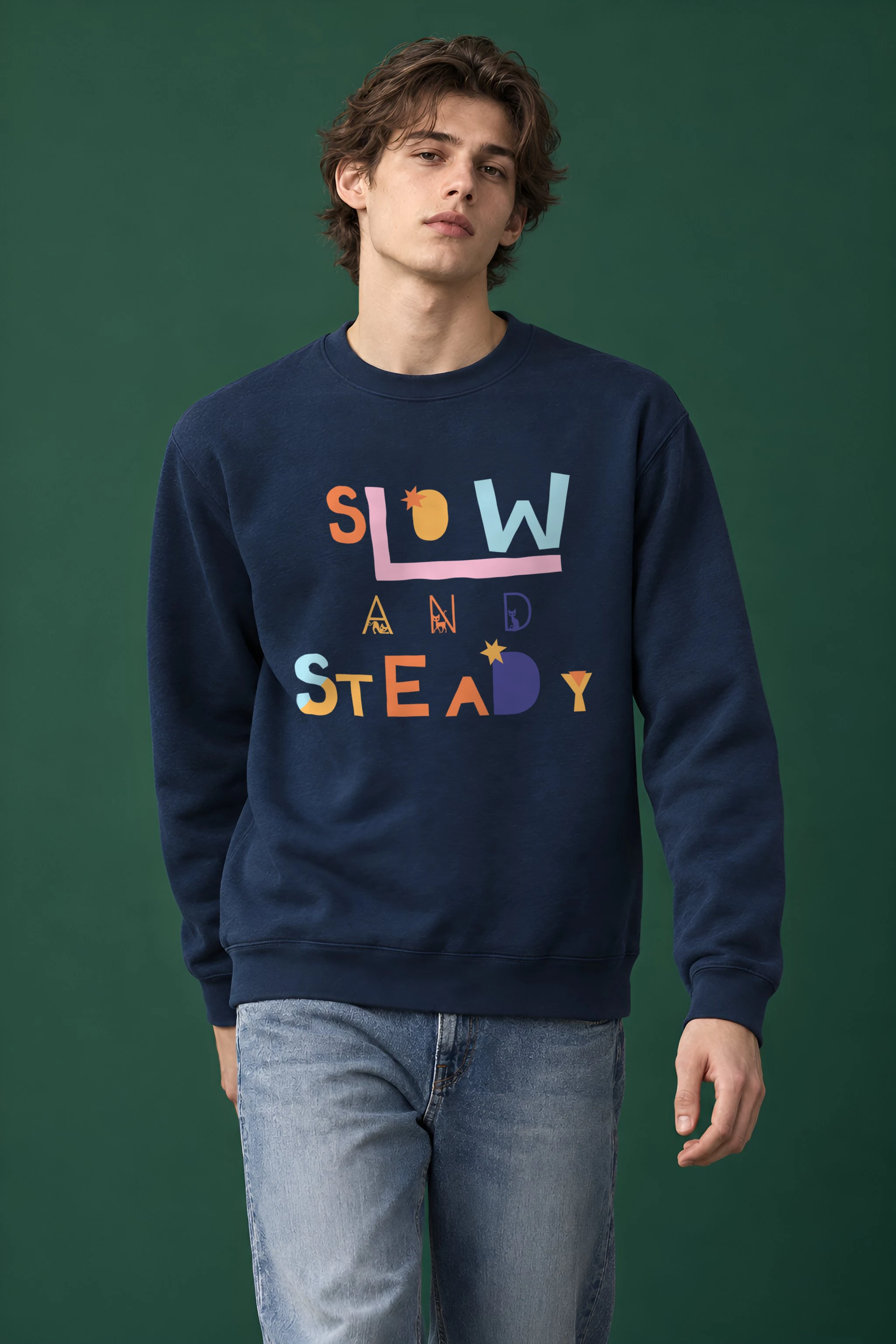 "Tiny Cats Typography" Heavy Blend Unisex Crewneck Sweatshirt