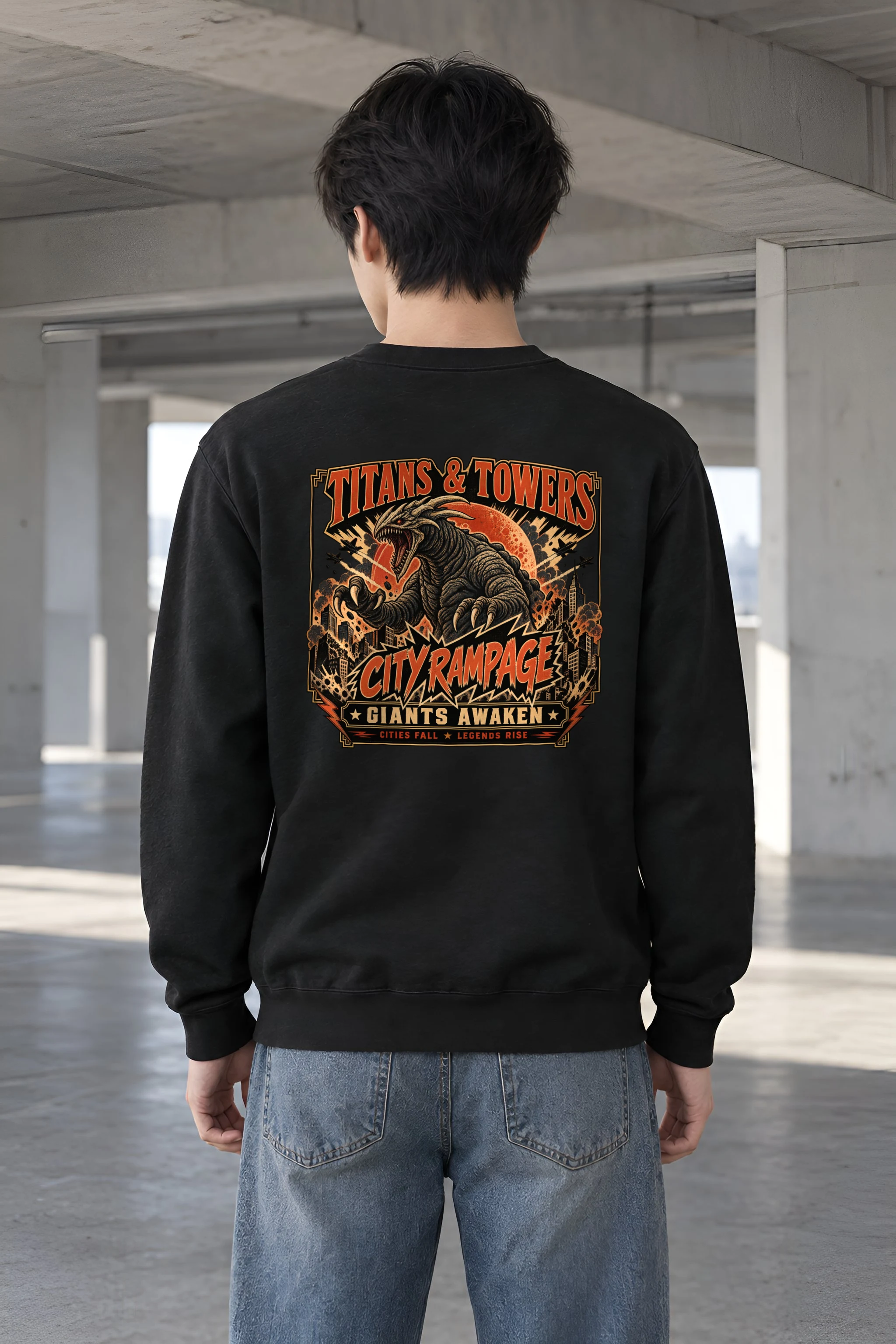 "Titans And Towers" Heavy Blend Unisex Crewneck Sweatshirt