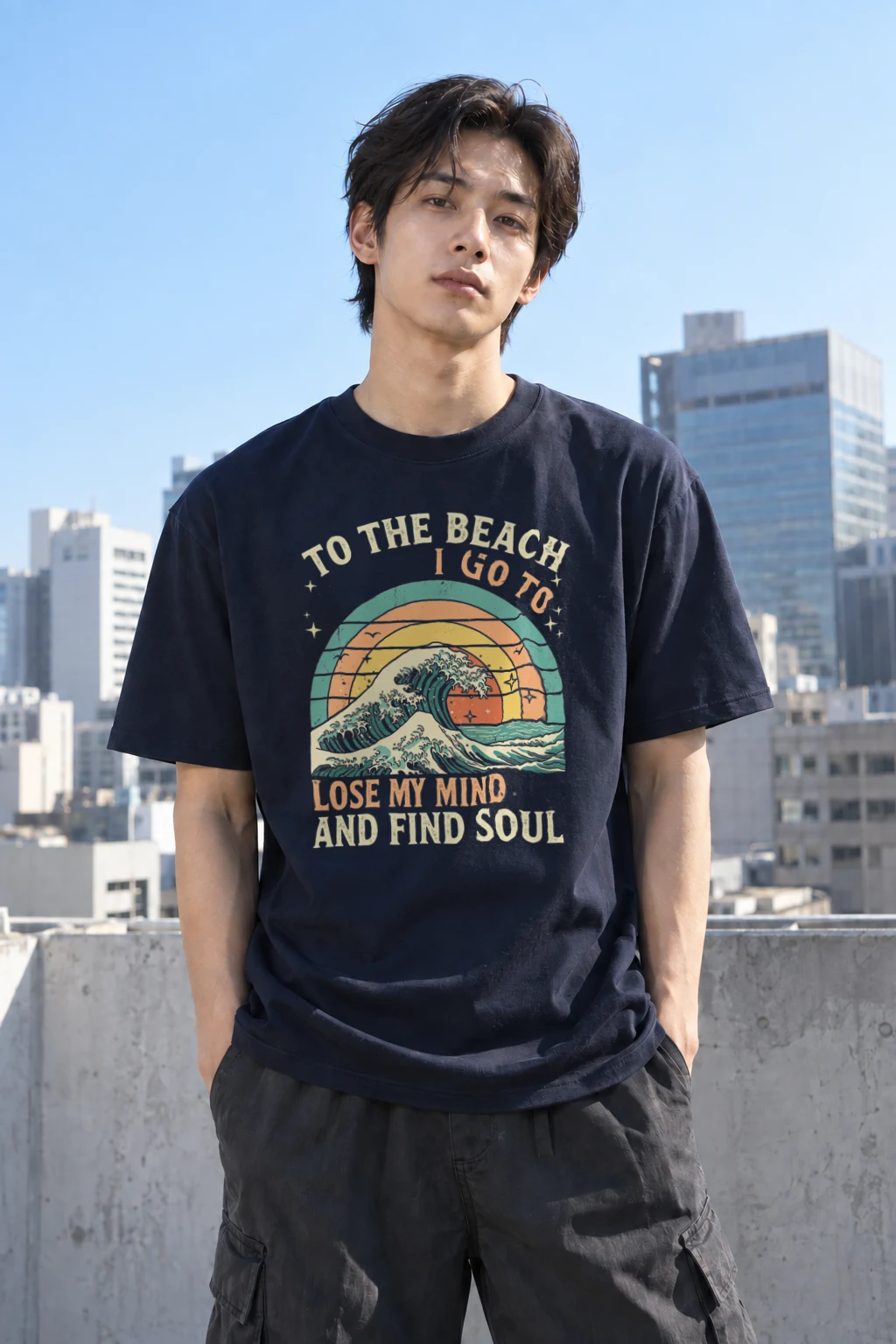 "To The Beach" Heavyweight Unisex Crewneck T-shirt | Gildan 5000