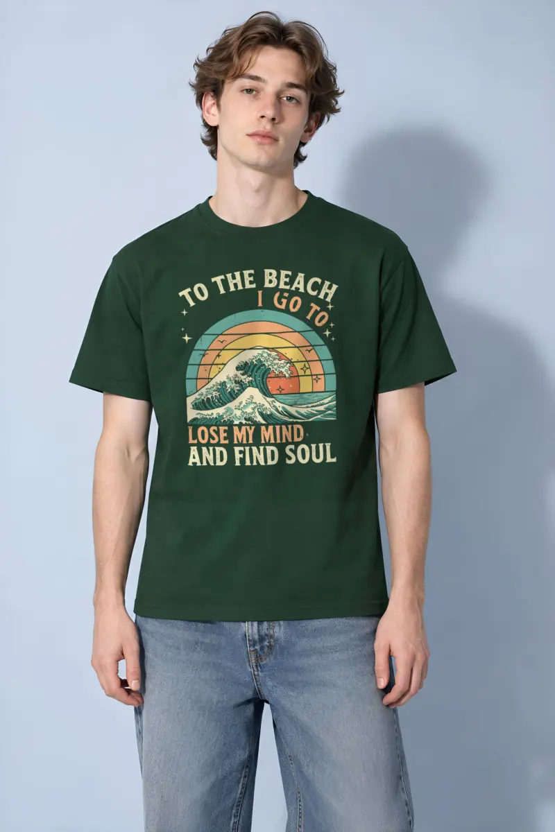 "To The Beach" Heavyweight Unisex Crewneck T-shirt