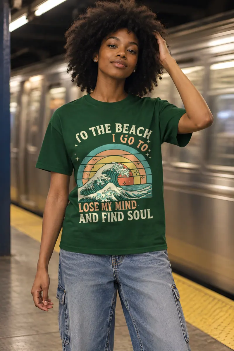 "To The Beach" Heavyweight Unisex Crewneck T-shirt