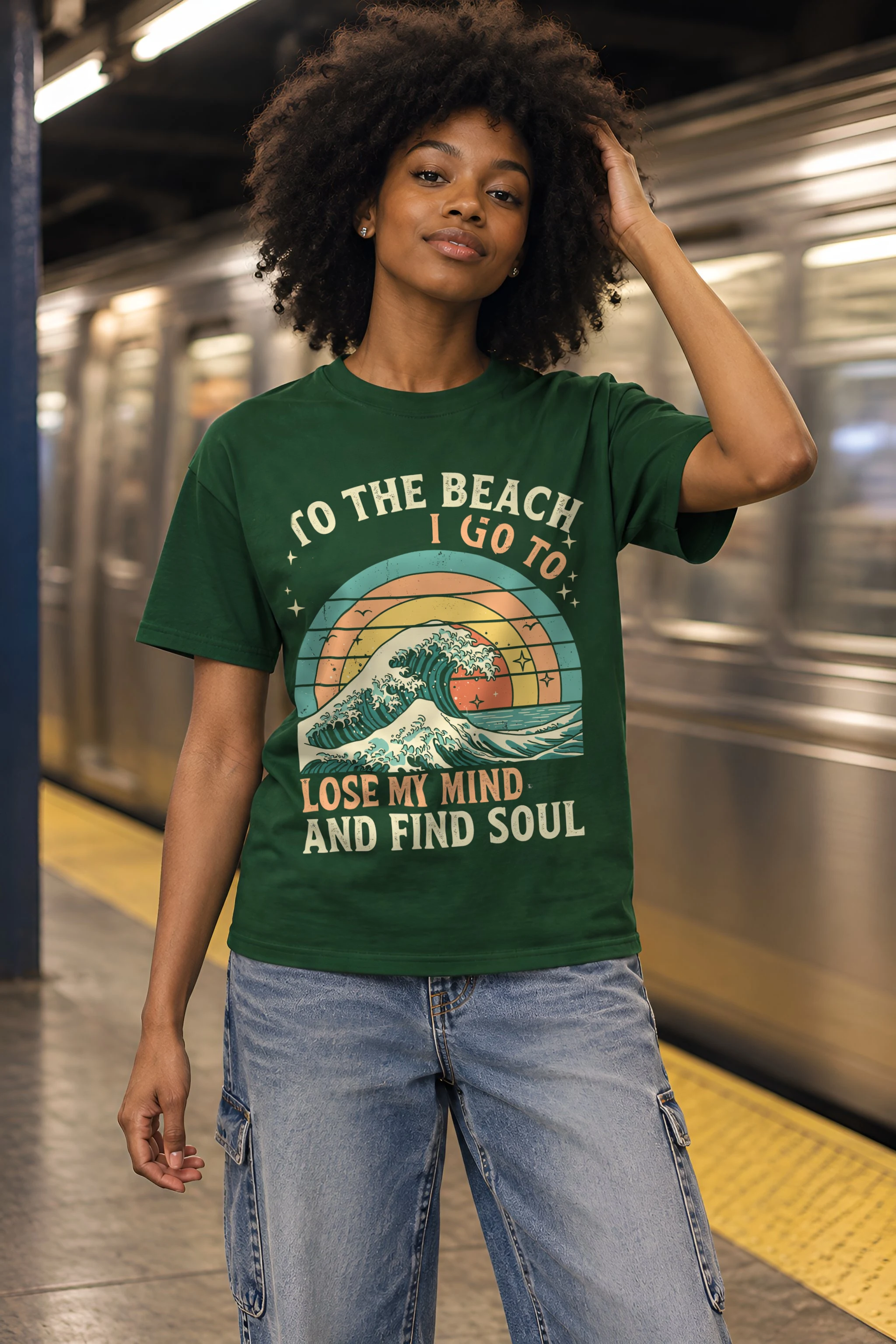"To The Beach" Heavyweight Unisex Crewneck T-shirt