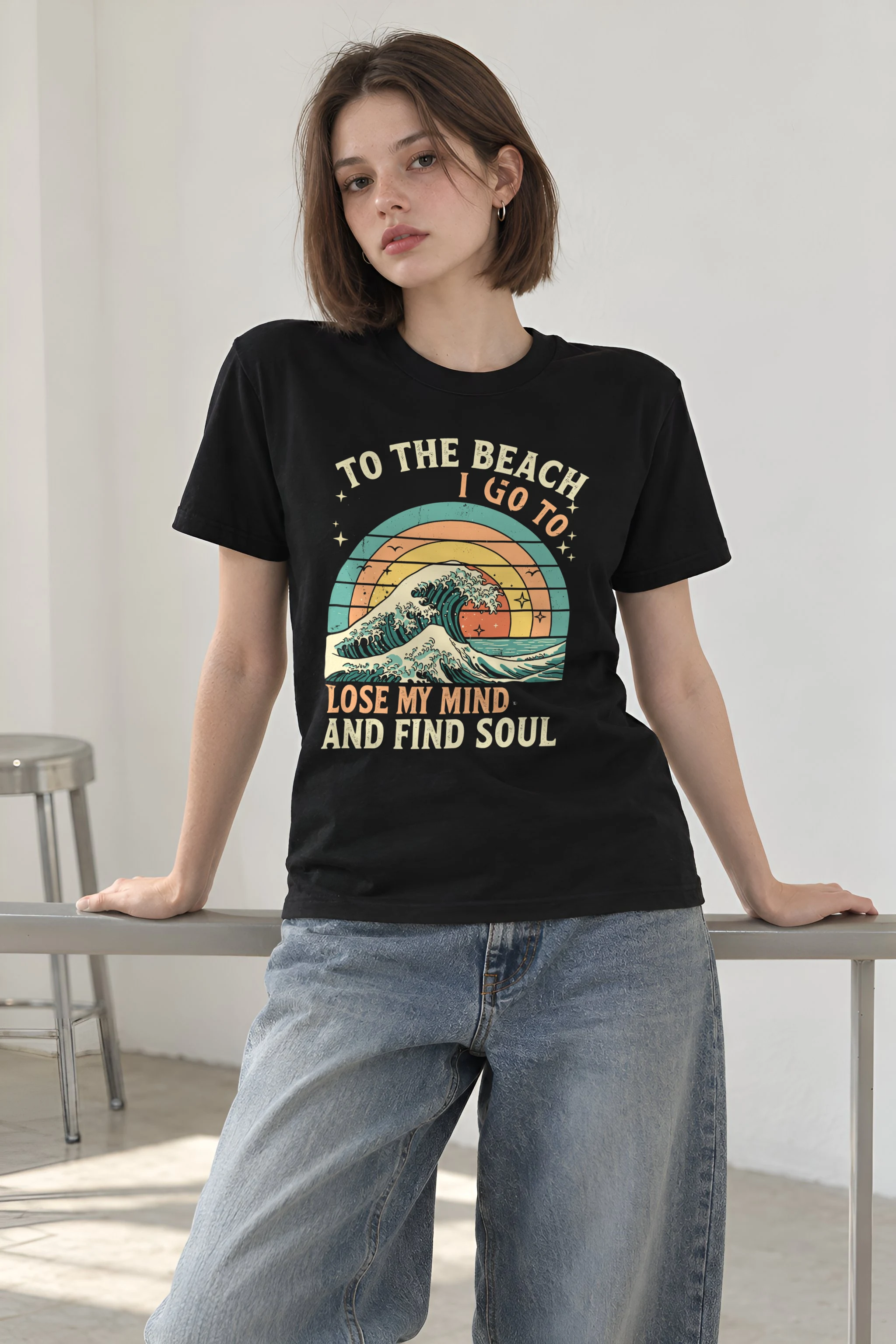 "To The Beach" Heavyweight Unisex Crewneck T-shirt