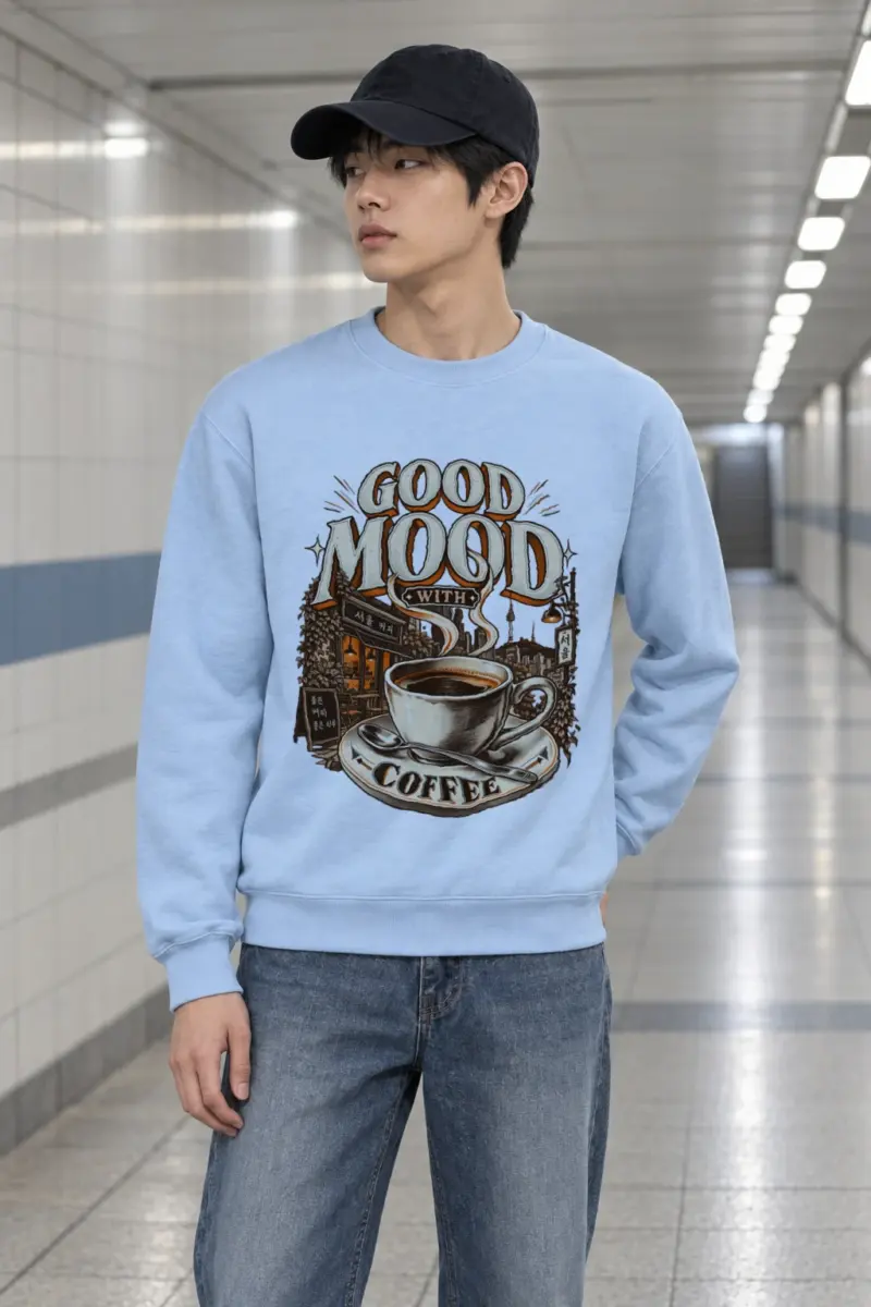 "Good Mood With Coffee" Heavy Blend Unisex Crewneck Sweatshirt