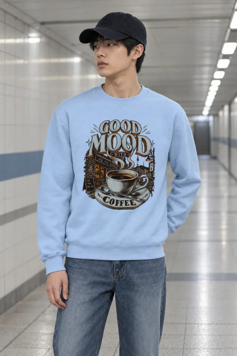 "Good Mood With Coffee" Heavy Blend Unisex Crewneck Sweatshirt