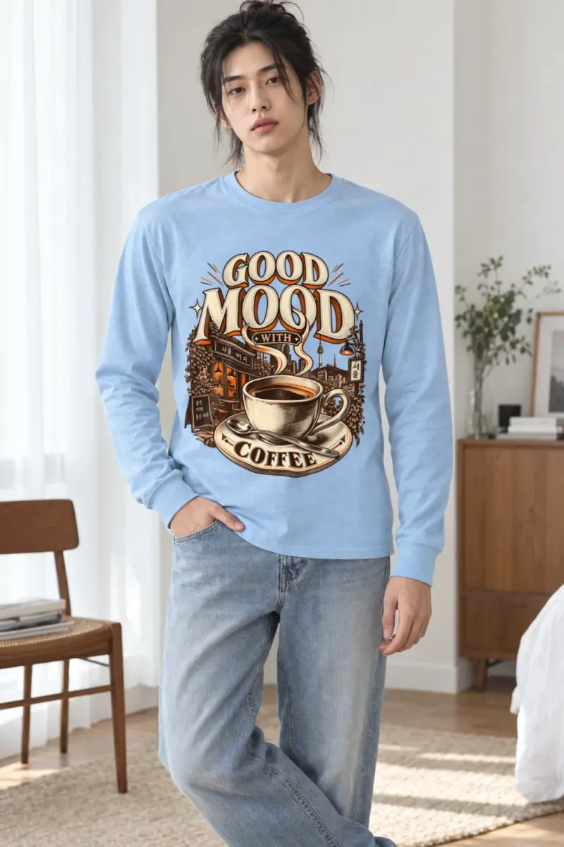 "Good Mood With Coffee" Unisex Longsleeve T-shirt