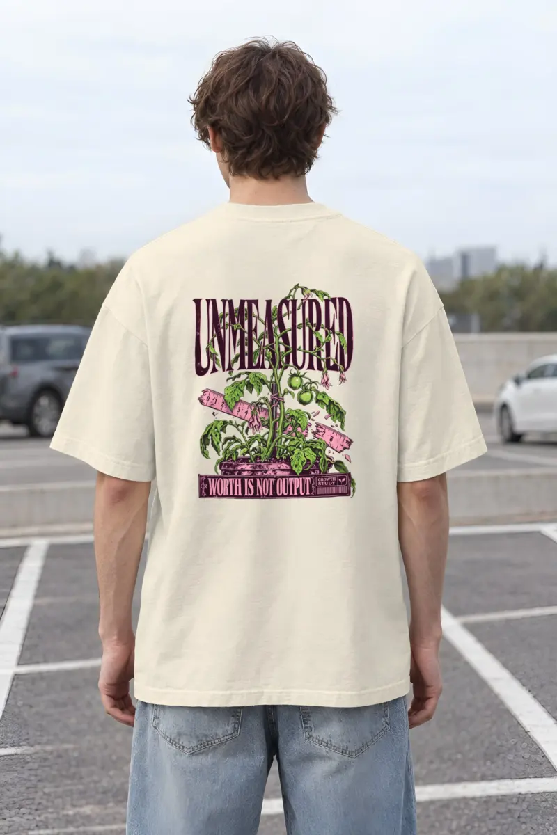 "Tomato Through Ruler" Unisex Oversized Heavyweight Crewneck T-Shirt