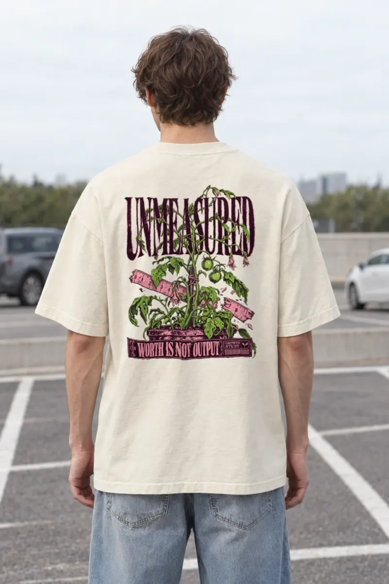 "Tomato Through Ruler" Men's Oversized Heavyweight Crewneck T-Shirt