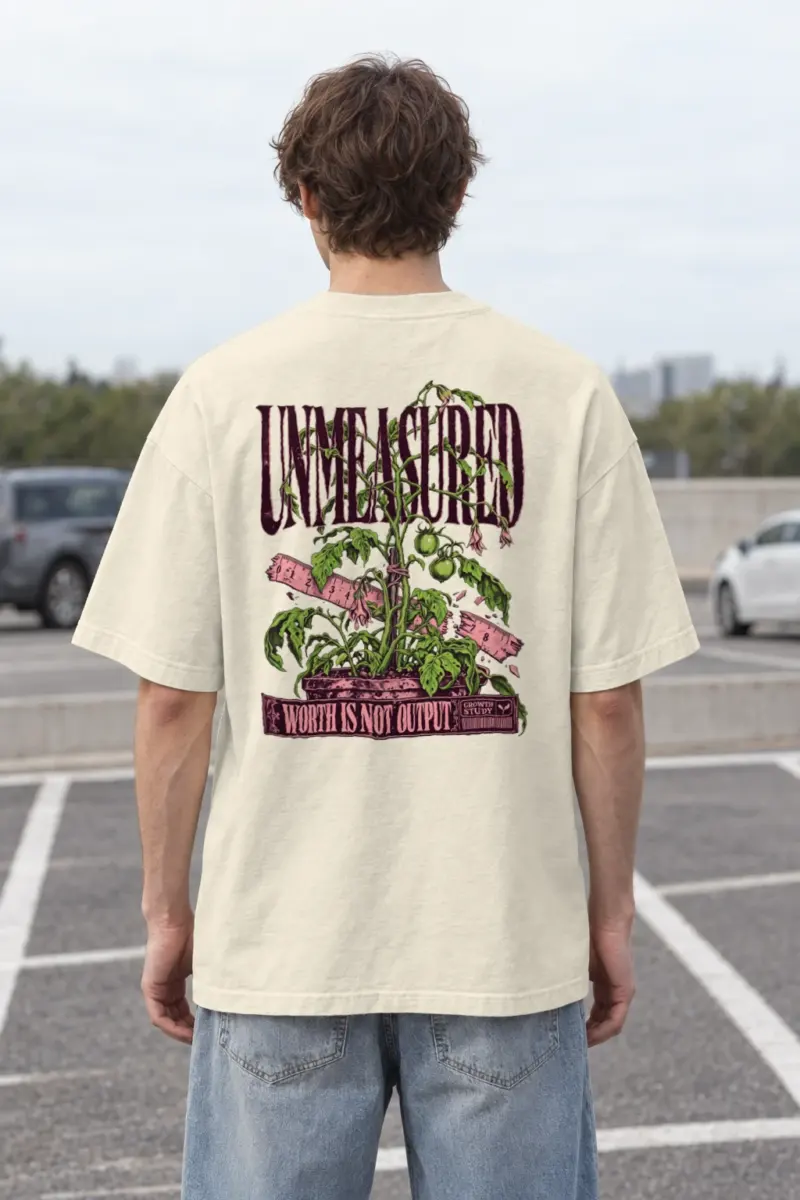 "Tomato Through Ruler" Men's Oversized Heavyweight Crewneck T-Shirt